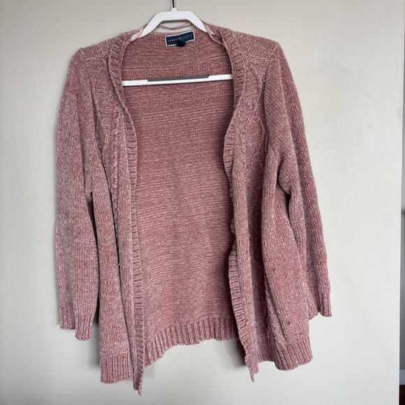 Karen Scott Sweaters - Karen Scott Womens Size 1X Open-Front Knit Cardigan Soft Pink